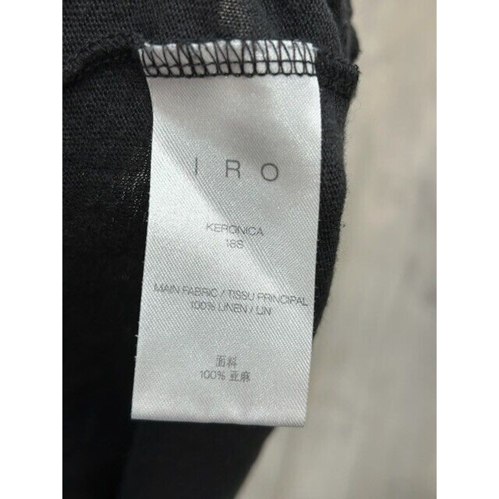 Iro Womens Lace Up Short Sleeves T-Shirt Crew Neck 100% Linen Black Size Medium - Picture 6 of 8